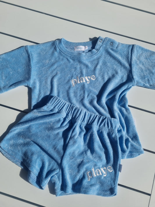 vacay terry tee - pool blue