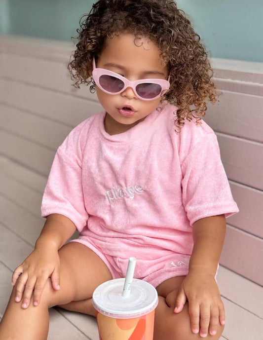 vacay terry tee - pink villa