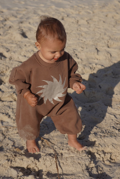 sunglow lounge romper - cedar